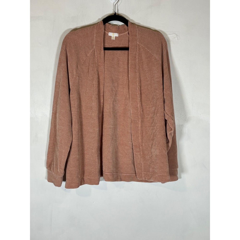 Charming Charlie Medium Dusty Pink Velour Ribbed Open Front Cardigan Cozy
